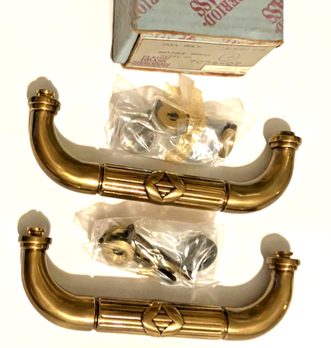 NOS-PERIOD BRASS Qty.2 - 6-1/2” CC. Cabinet Pull Solid Antique Brass Appliance - Picture 3 of 7