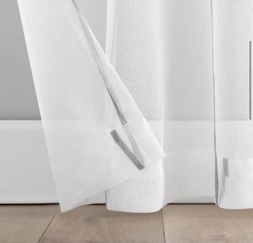 Azlan Ricamo Geometrico Asta Trasparente Tasca 1 Pannello Tenda, 50" x 96", Grigio - Foto 4 di 7