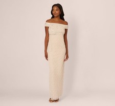 Long Formal Mesh Beaded Dress Adrianna Papell AP1E212608