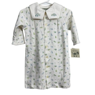 Vintage Laura Ashley Mother & Child Baby Gown Car Print One Size Cotton NWT