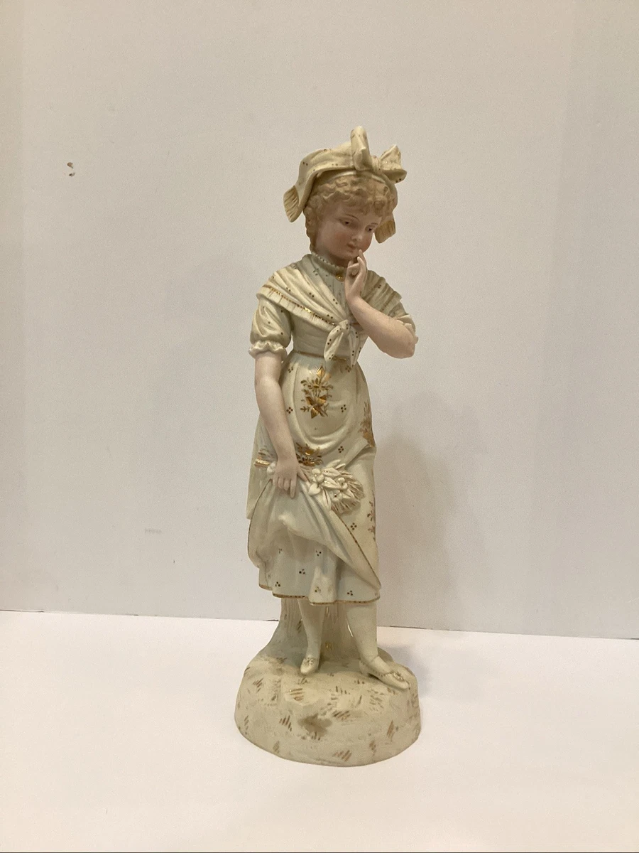 German Girl Figurine In Antique Ceramic & Porcelain Figurines for