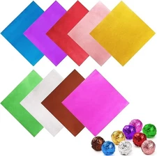 900 Pcs Aluminum Foil Candy Wrappers Square Colored Foil Sheets, 9 Colors
