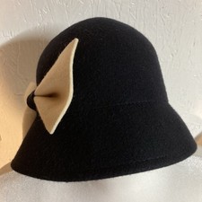 Vintage Cloche Hat Womens Black Cream Bow One Size 100 Wool Target 2013