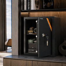 Black 49L To 100L Steel Home Safe Box with Keys Money Jewellery High Quality