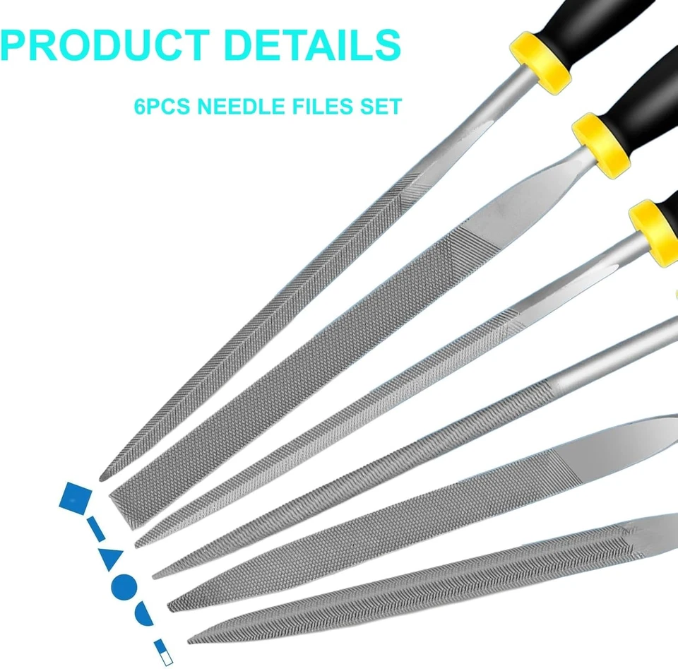 6 Piece Metal Needle File Set - 4-Inch,Carbon Steel Files for Metal, Wood & Jewe - Image 2 of 4