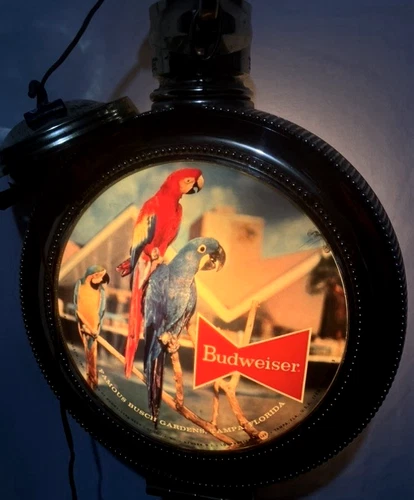 Budweiser Beer Vintage 1959 2-sided Pocket Watch Clock -Bush Gardens,FL -WORKING