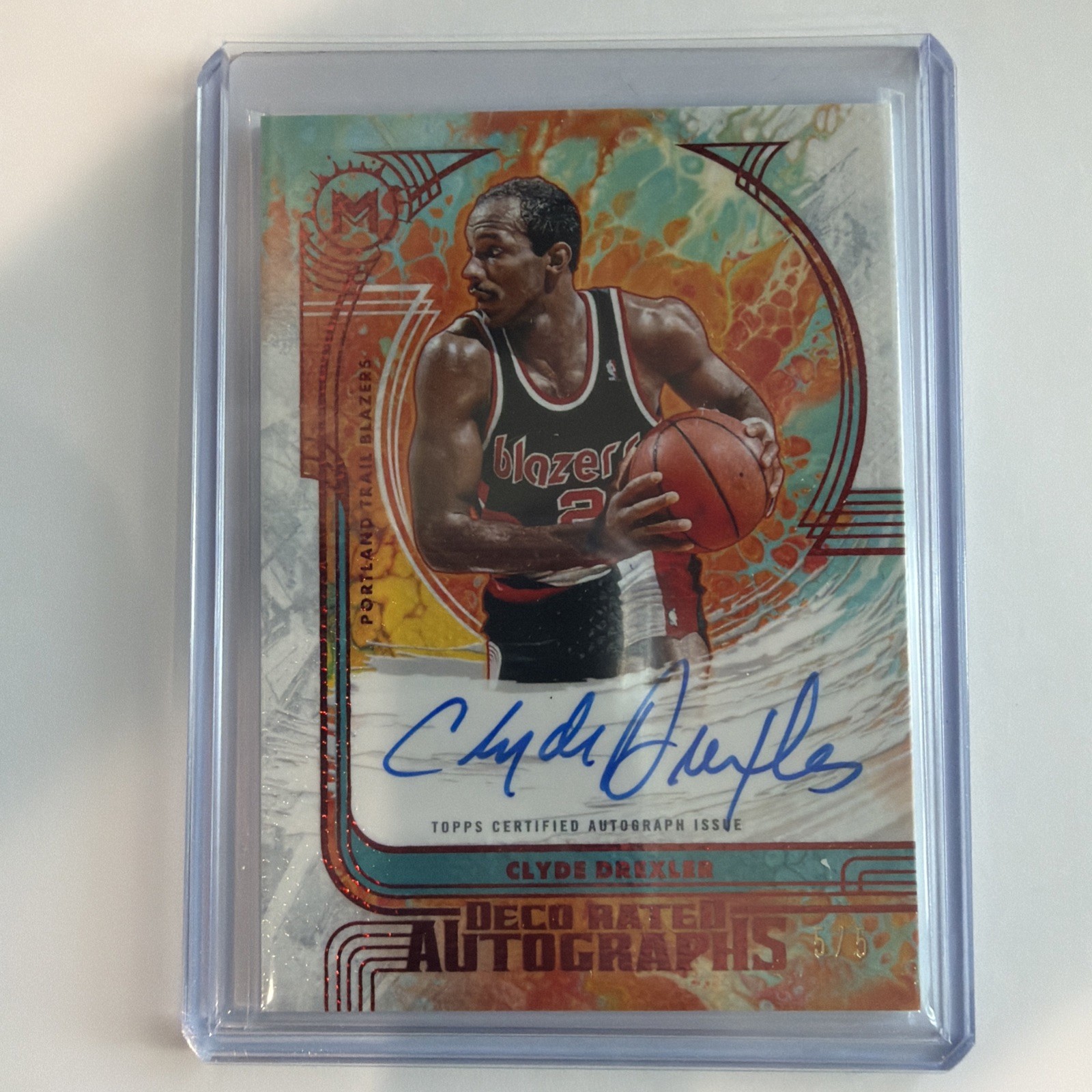 2026 Topps Motif Clyde Drexler Portland Trail Blazers DR-CD Deco Rated Auto 5/5