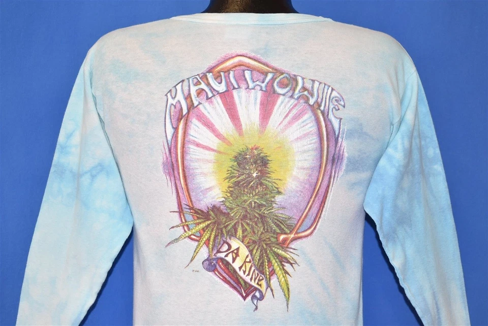 Camiseta de colección años 70 HAWAII WEED MAUI WOWIE HULA BAILARINA DA KINE TIE DYE COSTILLA PUNTO LS M Foto 3 de 4