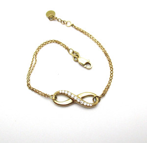 10K Yellow Gold CZ Infinity Pendant Bracelet 2.2 Gr [B45]