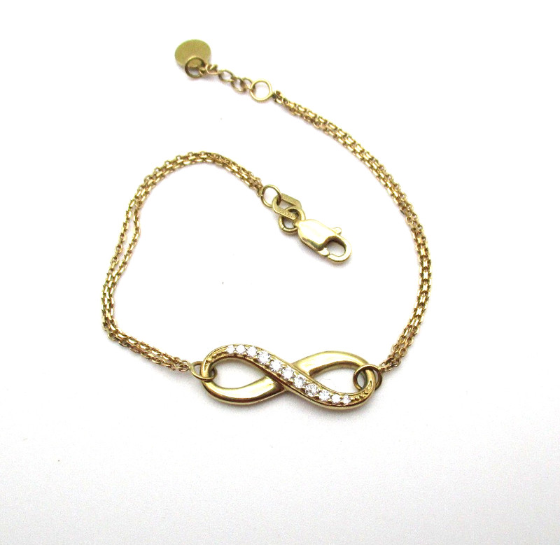 10K Yellow Gold CZ Infinity Pendant Bracelet 2.2 Gr [B45]