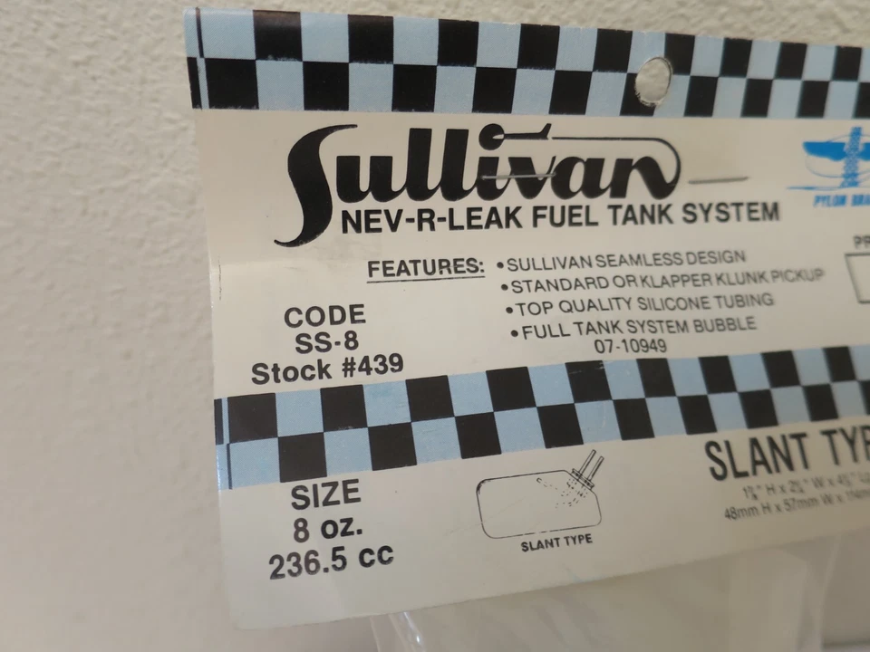NOS Vintage Sullivan SS-8 Slant Type Fuel Tank System #439 R/C RC Model Airplane - Image 2 of 4