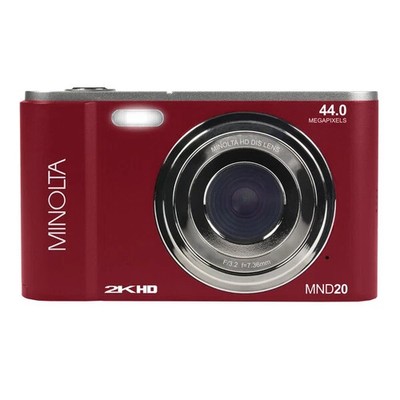 MInolta MND20 16x Digital Zoom 44 MP/2.7K Quad HD Digital Camera Red