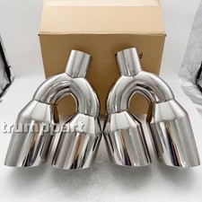 Quad 4 Out Chrome Exhaust Tip Staggered Lr Pair 2.5 Inlet Dual Wall Angle Cut Quad 4 Out Chrome Exhaust Tip Staggered Lr Pair 2.5 Inlet Dual Wall Angle Cut