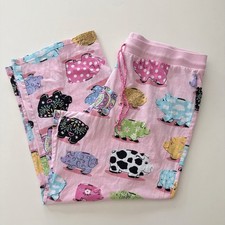 NICK  NORA 100 Cotton Pajama Lounge Pant : Pink w/ Piggy Banks - XXL 2XL