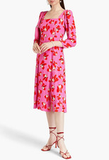 DIANE VON FURSTENBERG Size 10 Joanna Paper Tulip Crepe Midi Dress $358