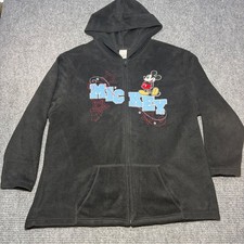 Disney Mickey Mouse Fleece Hoodie Zip Up Jacket Black Size 3X 22/24W Embroidered