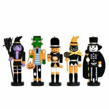 5 St&uuml;ck Halloween-Holzfigur Im Nussknackerstil Aufh&auml;ngbar Weihnachtsfigur