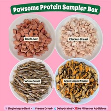 Dog and Cat Treat Sampler Box- Freeze Dried & Dehydrated Variety Pack,  1oz each