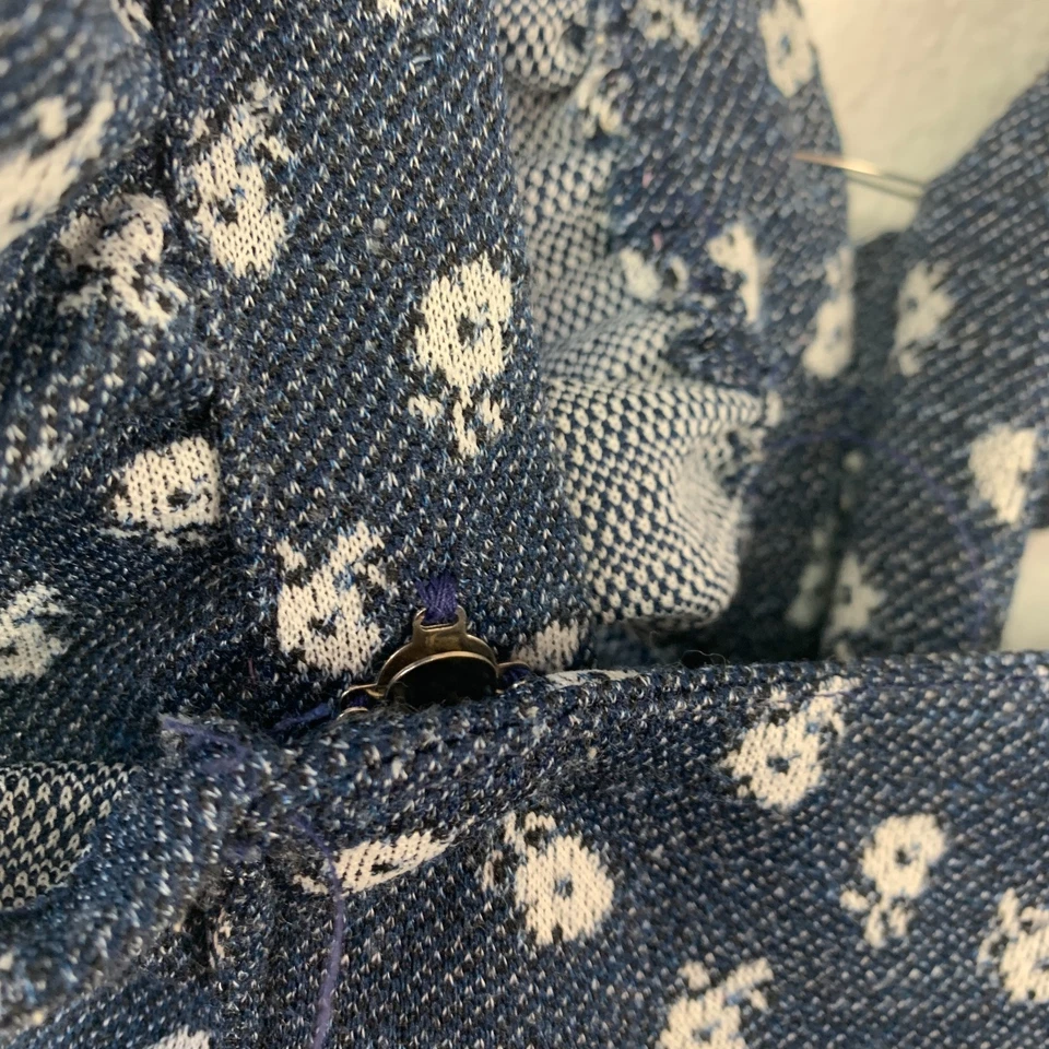 Vintage 70s Handmade Blue White Mod Floral One Piece Jumper Bodysuit Teen Girls - Image 4 of 4