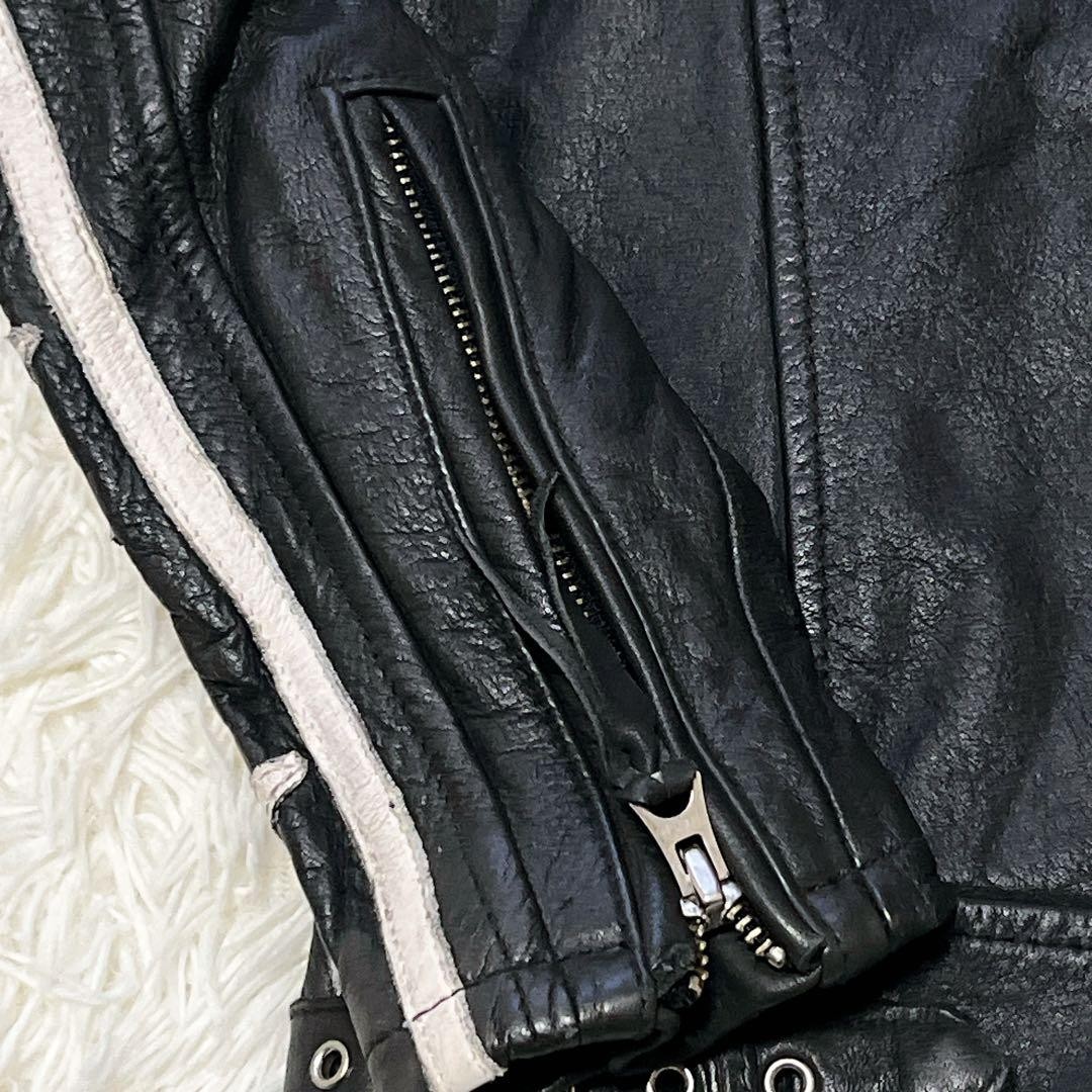 Schott Leather Star Pattern Rider Jacket Black US… - image 10