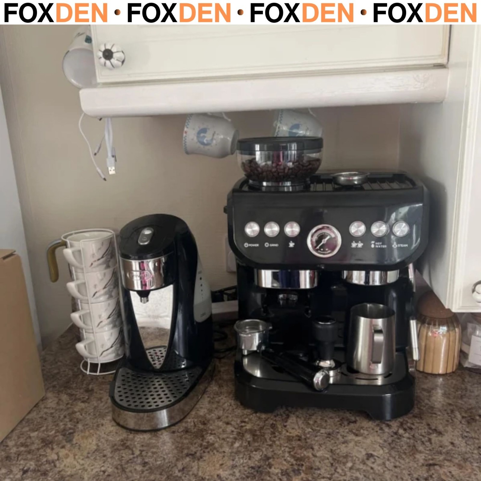 Homcom Black 15 Bar Coffee Machine, With Adjustable Grind, Steamer And Accessories - Image 2
