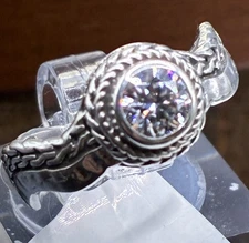 Sarda Moissanite and Sterling Silver “Holy One” Ring Size 6