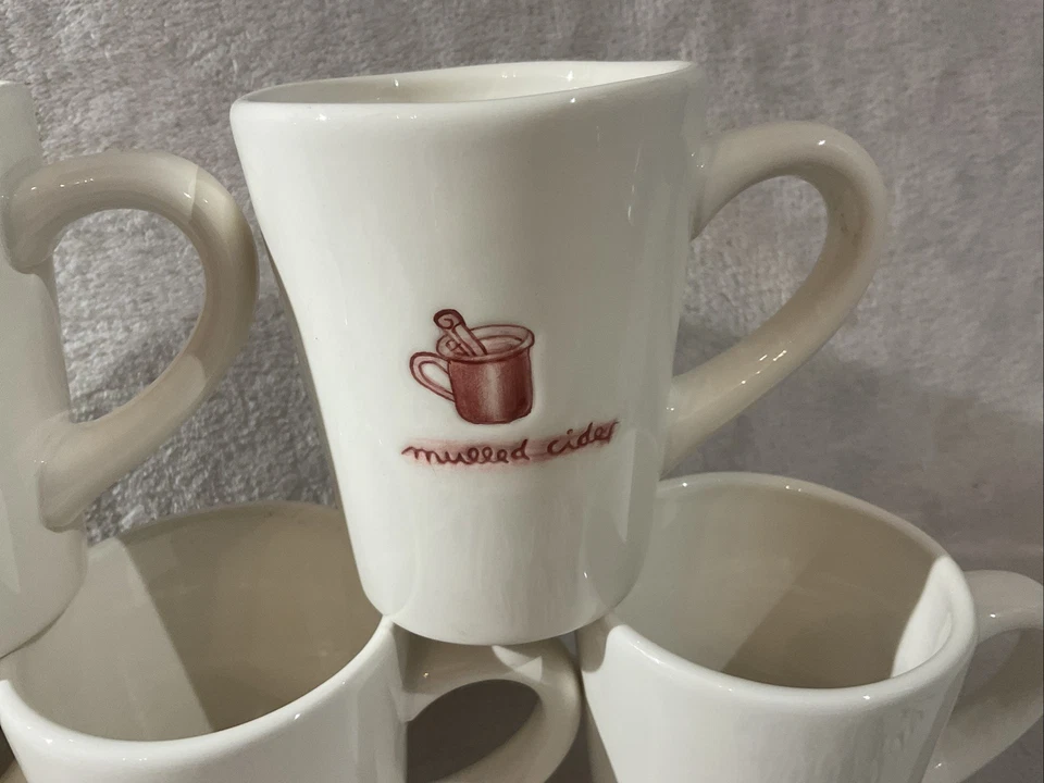Williams Sonoma Christmas Holiday Hot Drinks 10 oz Coffee Tea Mugs Set Of 5 - Image 3 of 4