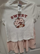 Strawberry Shortcake Girls 2pc Skirt Set Graphic Tee Glitter Pink/White Size 7