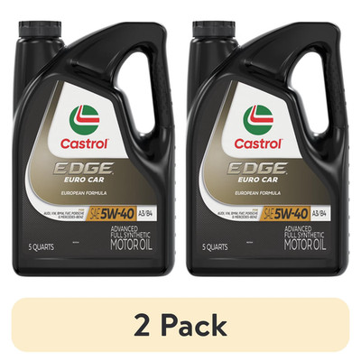 (2 pack) Castrol EDGE Euro 5W-40 A3/B4 Advanced Full Synthetic Motor Oil, 5 Quar