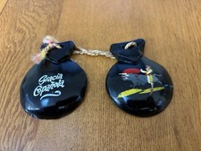 VINTAGE HAND PAINTED WOODEN SPANISH CASTANETS MATADOR BULL FIGHTING