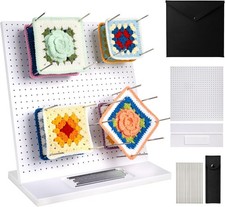 13" Crochet Blocking Board with 20 Pins/Pegs, Granny 13x13 inches, white