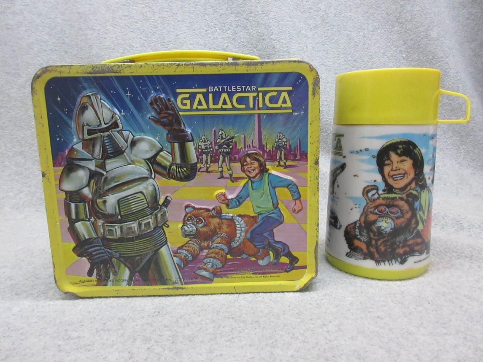 1978 BATTLE STAR GALACTICA Tv  LUNCHBOX & THERMOS C#7+ SCI-FI SPACE ROBOTS