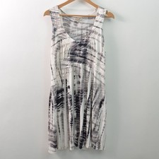 One World Tank Dress Womens XL Knee Length Brown White Polyester