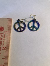 Peace Sign Earrings Pierced Iridescent