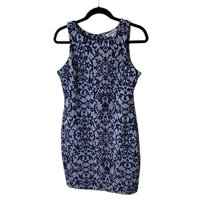 Emerald Sundae Paisley Floral Gray/Navy Blue Dress Sz XL
