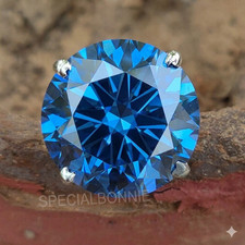RARE 23 Ct Certified Azure Blue Diamond Ring, Great Sparkle, FREE Studs