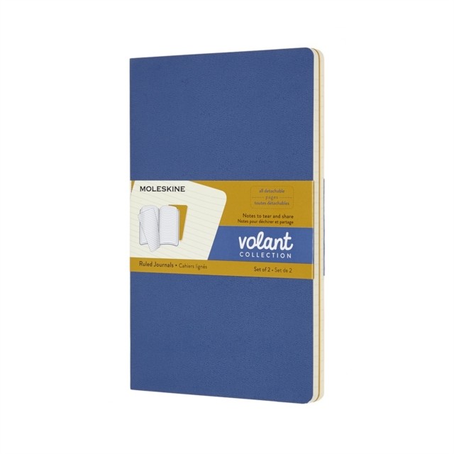 Volant Journals Large Ruled Forget Me Not Blue & Amber Yellow (Paperback Book)