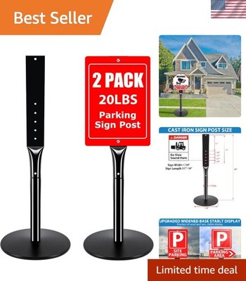 Durable 49'' Heavy Duty Parking Sign Post Set - 20lbs Cast Iron Base for Outdoors