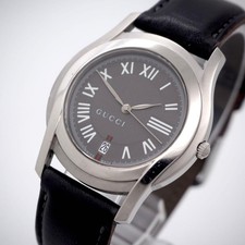 GUCCI 5500M Men's Watch Gray Dial Date Sherry Line New Band Working Condition