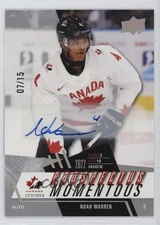2024 Team Canada Juniors Prospectus Momentous 7/15 Noah Warren #PM-15 Auto u2v