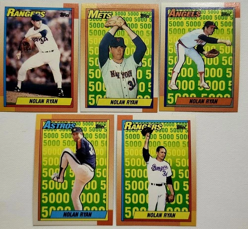 1990 Topps Nolan Ryan #1-5 - 5K Strikeout Commemorative Cards - 5 CARD LOT