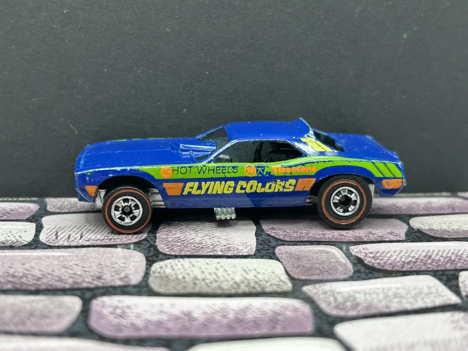 Hot Wheels Redline 1974 Flying Colors Top Eliminator Funny Car Blue Cuda Foto 3 de 4