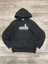 Rare Vtg 00s Atticus Clothing Pullover Hoodie Size L Black Blink-182