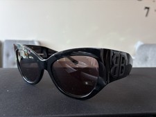 Balenciaga BB0322S 001 Cat Eye Oversized Black Sunglasses