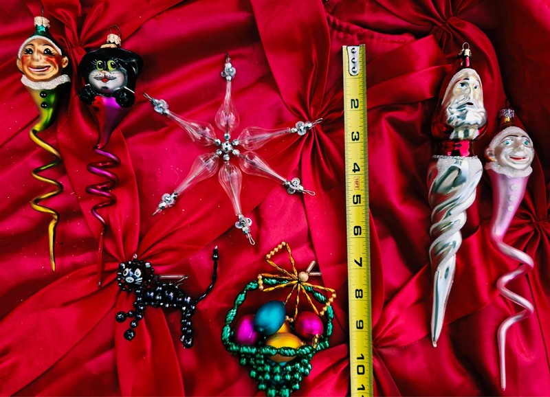 Vintage Lot of 7 Christopher Radko Ornaments: Beaded, Snakes, Snowflake & Early!