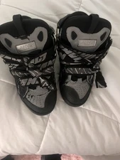 Black And Grey Reflective Lanvin Curb Sneakers