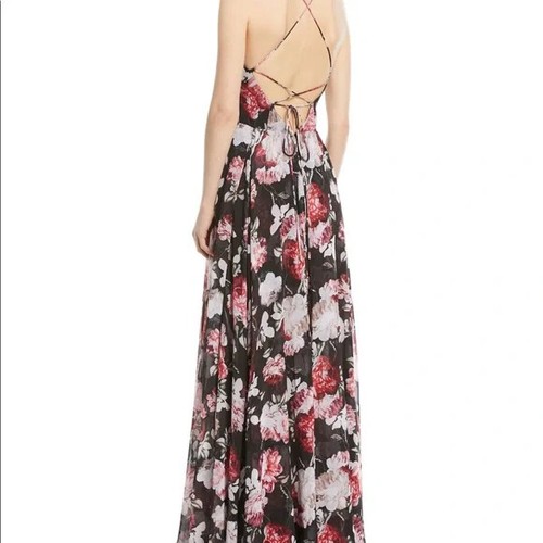 Fame and Partners X Free People Dress XS Khoo Floral Maxi Black Strappy Romantic - Picture 3 of 11