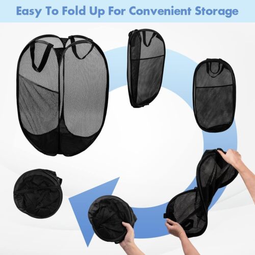 Pop Up Hamper, 1 PCS Mesh Pop Up Laundry Hamper, Foldable Mesh Laundry Basket - Picture 5 of 7