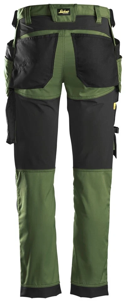 SNICKERS 6241 STRETCH WORK TROUSERS ALLROUNDWORK HOLSTER POCKETS KHAKI GREEN - Image 3 of 4