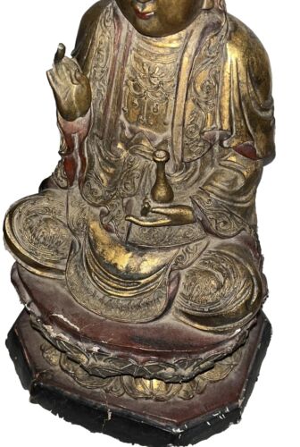 Antique 18th Century Gilt Lacquered Wood Hand Carved Buddha… - Picture 7 of 21